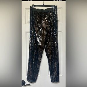 Bob Mackie wearable art  Black fully sequined pants/trousers L